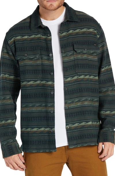 Shop Billabong Offshore Jacquard Stripe Cotton Button-up Shirt In Dark Forest