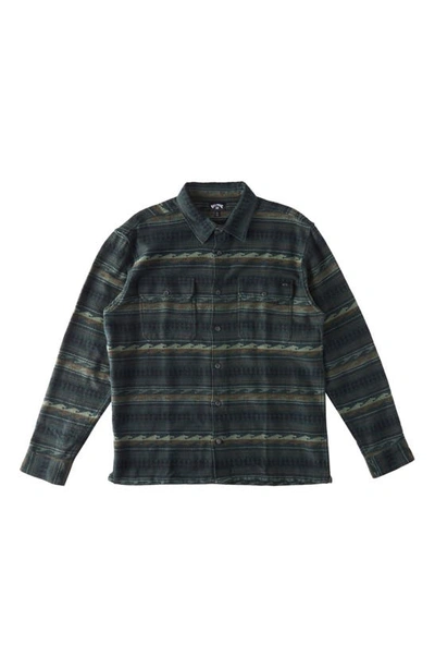 Shop Billabong Offshore Jacquard Stripe Cotton Button-up Shirt In Dark Forest