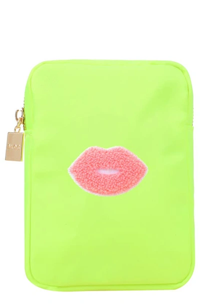 Shop Bloc Bags Mini Kiss Cosmetics Bag In Neon Yellow