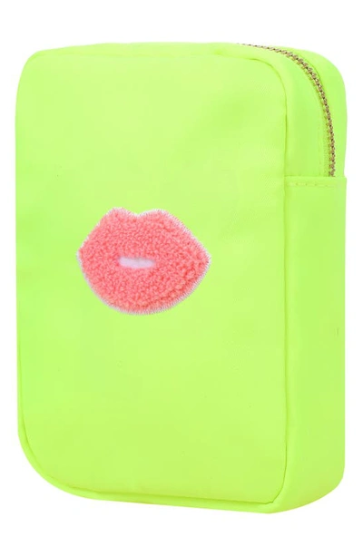 Shop Bloc Bags Mini Kiss Cosmetics Bag In Neon Yellow