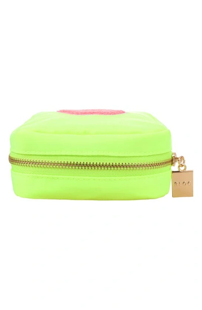 Shop Bloc Bags Mini Kiss Cosmetics Bag In Neon Yellow