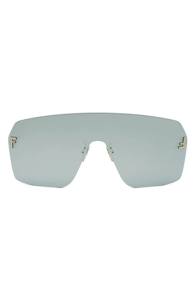 Shop Fendi The  First Shield Sunglasses In Solid Blue / Silver Flash