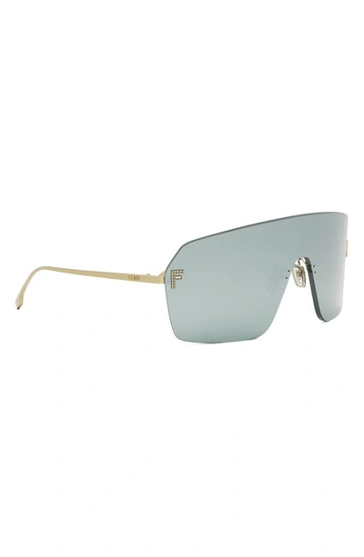 Shop Fendi The  First Shield Sunglasses In Solid Blue / Silver Flash