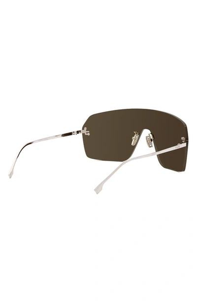 Shop Fendi The  First Shield Sunglasses In Solid Brown / Rose Gold Mirror