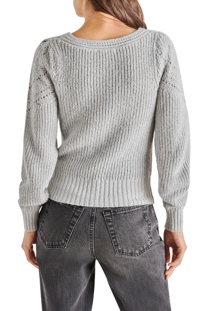 Shop Steve Madden Irene Metallic Open Stitch Sweater In Silver Grey