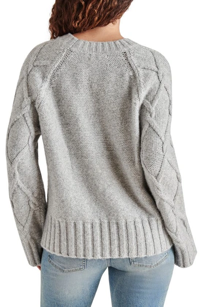 Shop Steve Madden Micah Metallic Cable Stitch Crewneck Sweater In Silver Grey