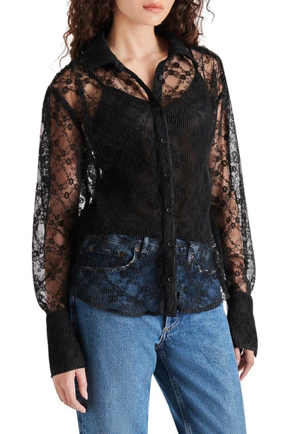 Shop Steve Madden Dawson Lace Shirt In Black