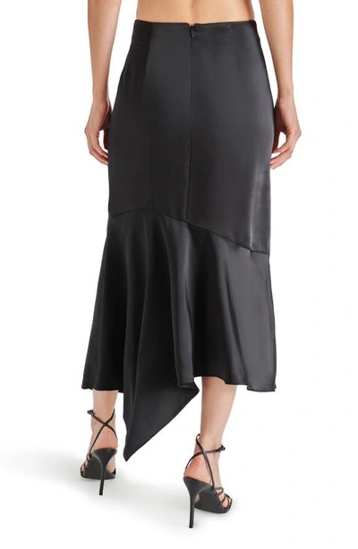 Shop Steve Madden Lucille Asymmetric Satin Skirt In Black