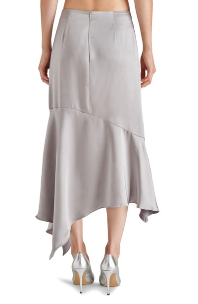 Steve Madden Lucille Satin Asymmetric Midi Skirt In Ash Grey