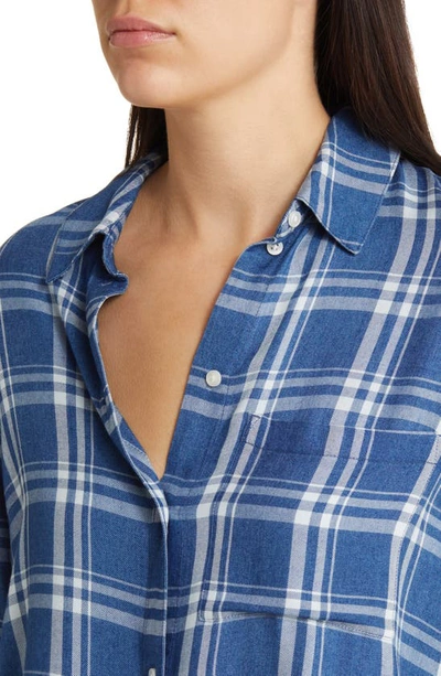 Shop Treasure & Bond Plaid Long Sleeve Button-up Shirt In Blue Medium Plaid