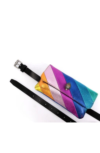 Shop Kurt Geiger Rainbow Metallic Leather Belt Bag In Rainbow Multi