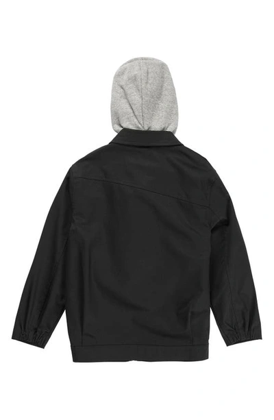 Shop Volcom Kids' Korman Hooded Work Jacket In Black