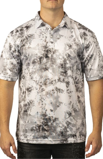 Burnside Burn Golf Polo In White Tie Dye