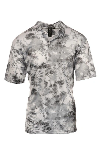 Burnside Burn Golf Polo In White Tie Dye