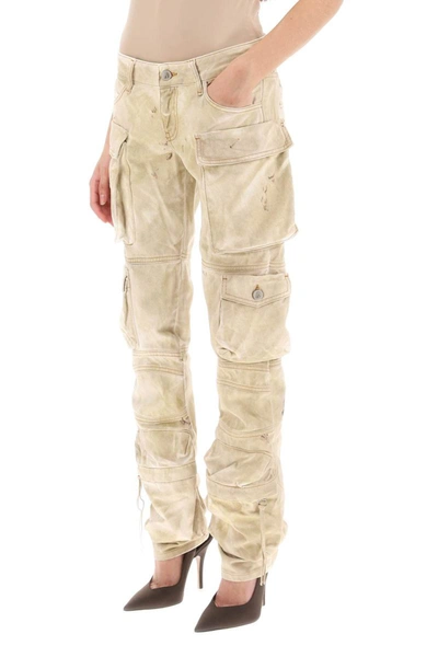 Shop Attico The  'essie' Cargo Pants With Marble Effect In Beige