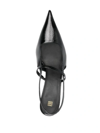 Totême Toteme Sharp Pointed Toe Croc Embossed Slingback Pump In Black