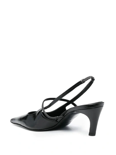 Totême Toteme Sharp Pointed Toe Croc Embossed Slingback Pump In Black