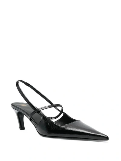Totême Toteme Sharp Pointed Toe Croc Embossed Slingback Pump In Black