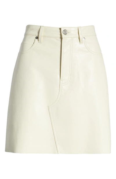 Shop Frame Le High & Tight Recycled Leather Blend Skirt In Bone