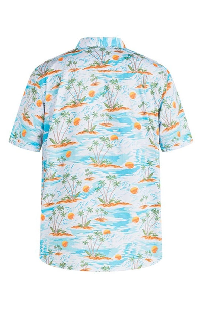 Shop Hurley Organic Wedge Short Sleeve Button-up Shirt In Light Blue