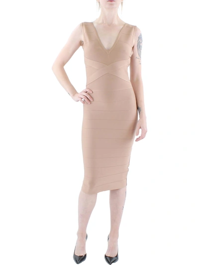 Shop Bebe Womens Bandage Midi Bodycon Dress In Beige