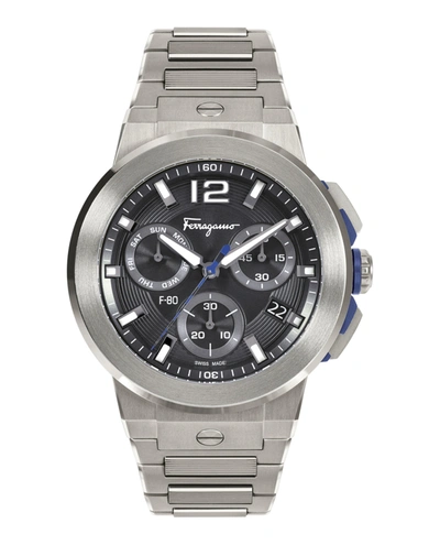 Ferragamo F-80 Titanium Tech Bracelet Watch In Metallic