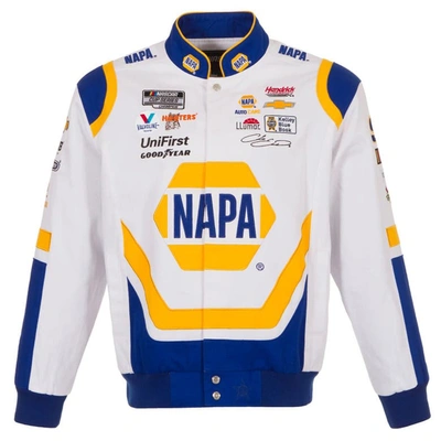 Shop Jh Design White/royal Chase Elliott Napa Twill Driver Uniform Full-snap Jacket