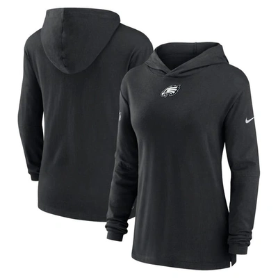 Shop Nike Black Philadelphia Eagles Sideline Performance Long Sleeve Hoodie T-shirt