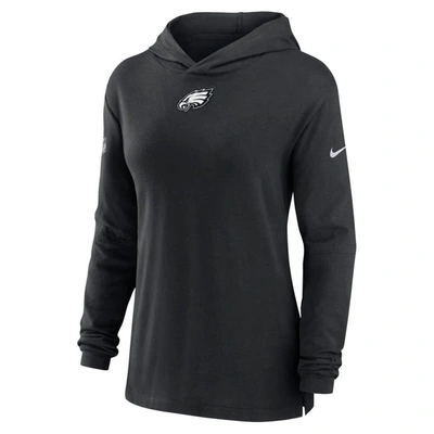 Shop Nike Black Philadelphia Eagles Sideline Performance Long Sleeve Hoodie T-shirt