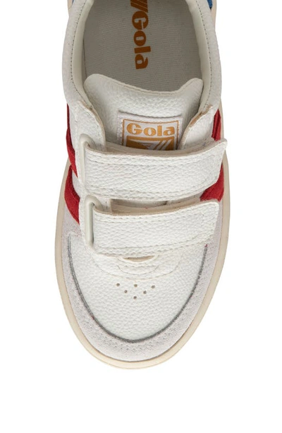 Shop Gola Kids' Grandslam Trident Strap Sneaker In White/ Deepred/ Marineblue