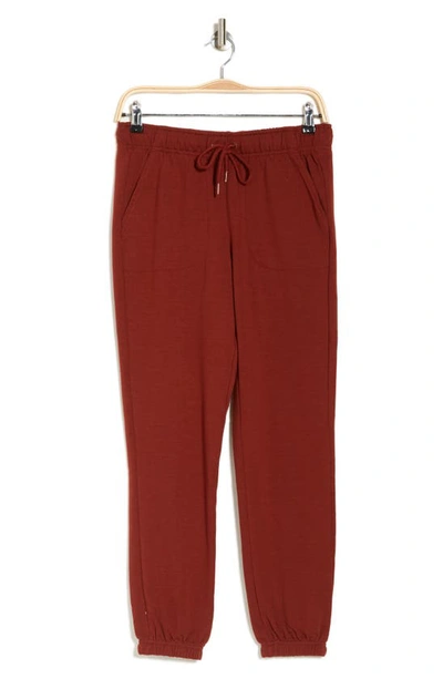 Shop 90 Degree By Reflex Terry Brushed Knit Joggers In Dark Terracotta