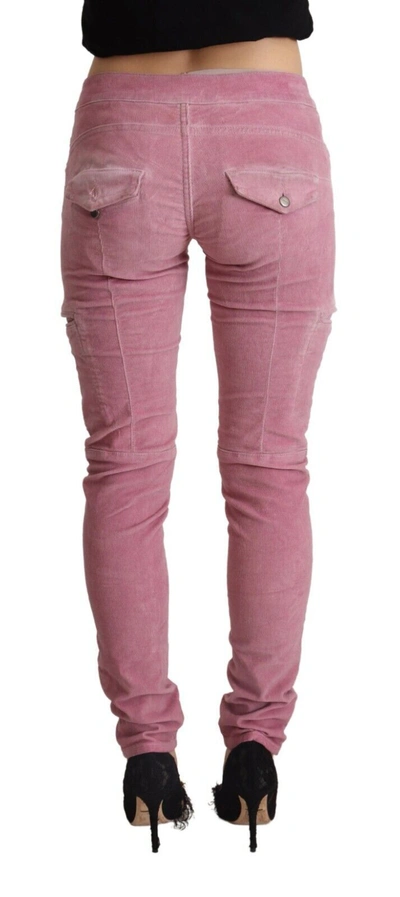 Shop Acht Pink Cotton Low Waist Skinny Denim Cargo Women's Jeans