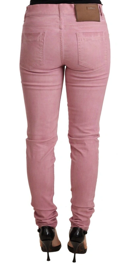 Acht Pink Cotton Slim Fit Women Denim Skinny Pants In Pink