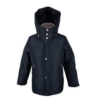 Shop Aquascutum Elegant Black Jacket With Removable Men's Hood