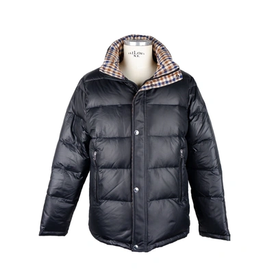 Shop Aquascutum Elegant Black Padded Jacket With Removable Men's Hood