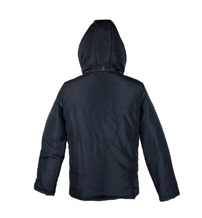 Shop Aquascutum Elegant Black Jacket With Removable Men's Hood