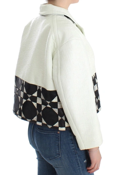 Andrea Pompilio Cropped Leather Jacket In Black/white