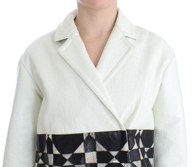 Andrea Pompilio Cropped Leather Jacket In Black/white