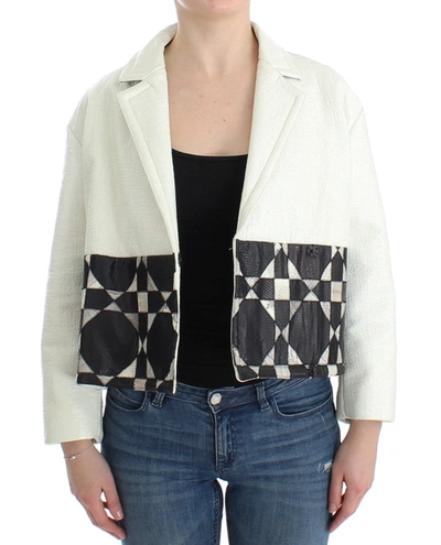 Shop Andrea Pompilio Exclusive Black & White Leather Women's Jacket In Black/white