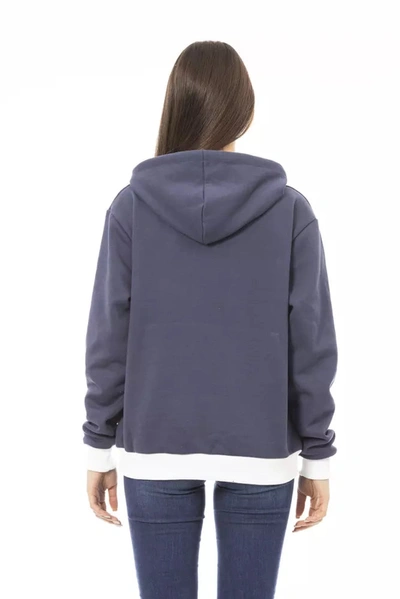 Shop Baldinini Trend Chic Blue Fleece Hoodie With Front Women's Logo