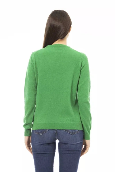 Shop Baldinini Trend Elegant Green Wool-cashmere Crewneck Women's Sweater