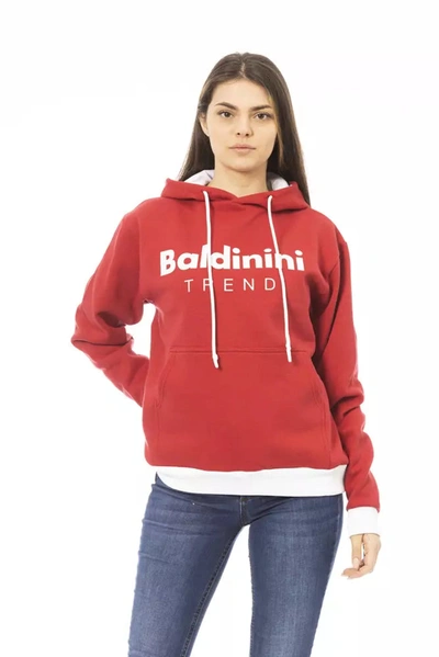 Shop Baldinini Trend Chic Red Cotton Hoodie With Front Women's Logo