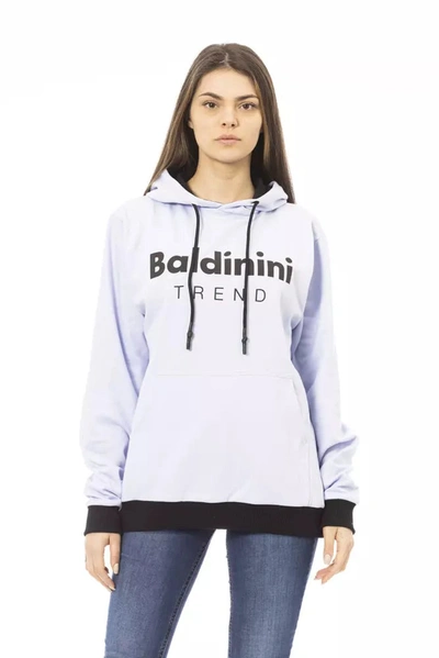 Shop Baldinini Trend Chic Purple Cotton Hoodie With Front Women's Logo