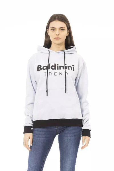 Shop Baldinini Trend Chic White Cotton Fleece Hoodie With Front Women's Logo