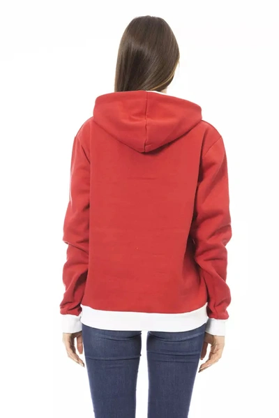 Shop Baldinini Trend Chic Red Cotton Hoodie With Front Women's Logo