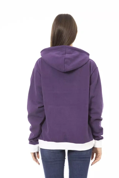 Shop Baldinini Trend Purple Cotton Fleece Hoodie With Women's Logo