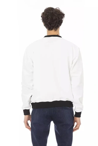 Shop Baldinini Trend Chic White Cotton Fleece Hoodie With Front Men's Logo