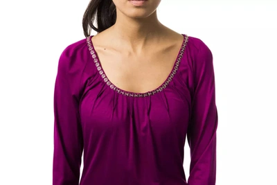 Shop Byblos Chic Purple Long Sleeve Round Neck Women's Tee