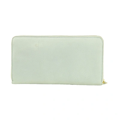 Cavalli Class Grey & Light Blue Calf Leather Zip Closure Wallet In Gray
