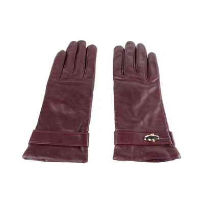 Shop Cavalli Class Elegant Lambskin Leather Gloves In Women's Red